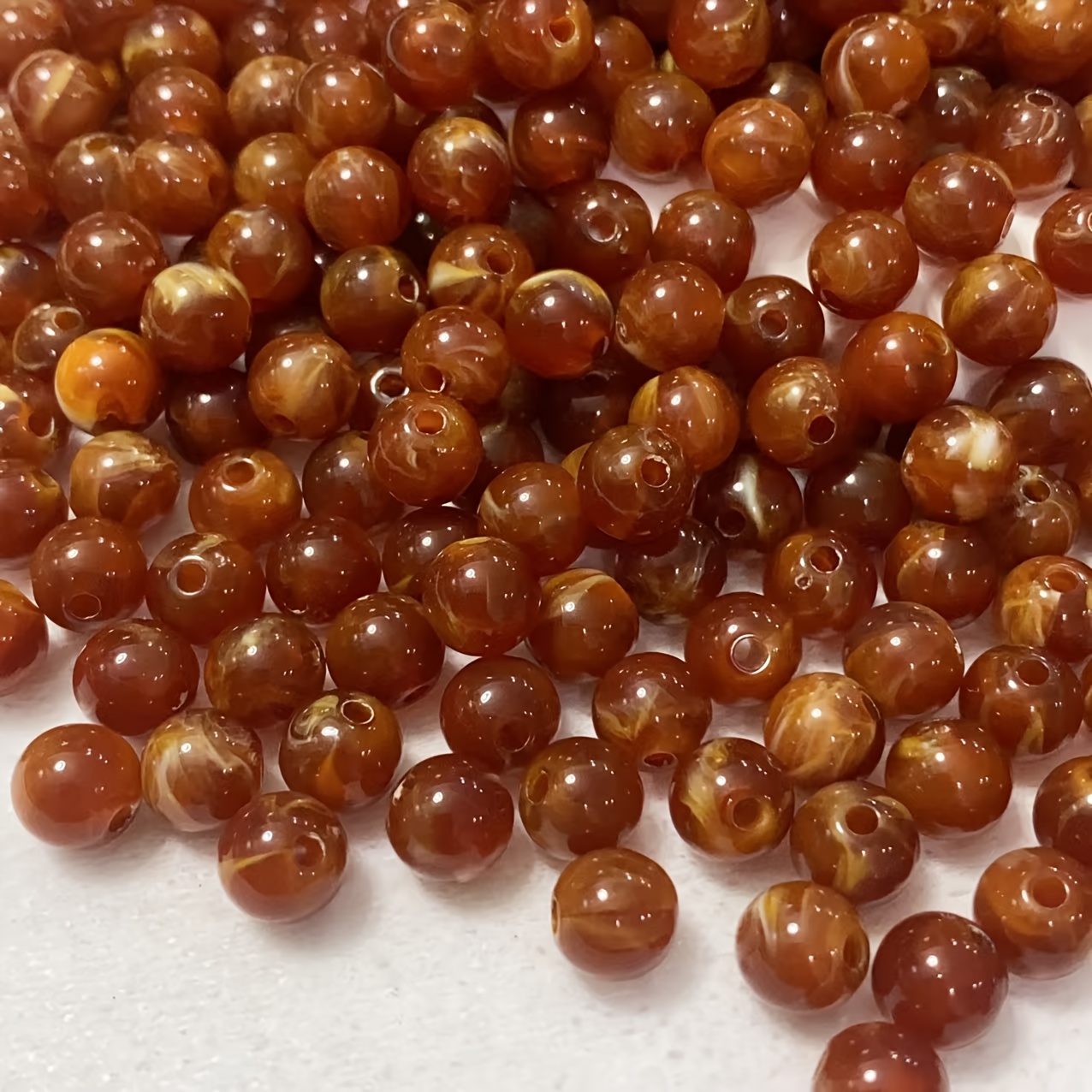 8mm Dark Brown & Two-Tone Imitation Agate Round Spacer Beads
